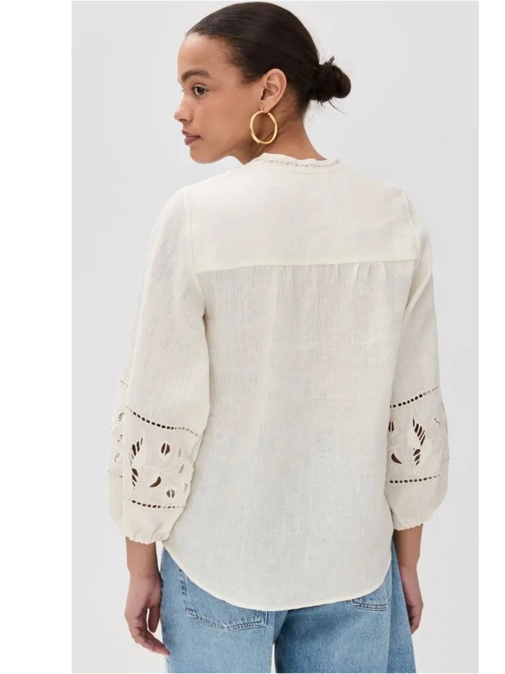 Rylie top x small $428 Eyelet Peasant Top in Cream - Picture 2 of 7